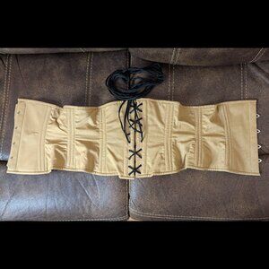 Yellow Tan Cotton Underbust Corset Size 32 Inch with Modesty Flap, worn once